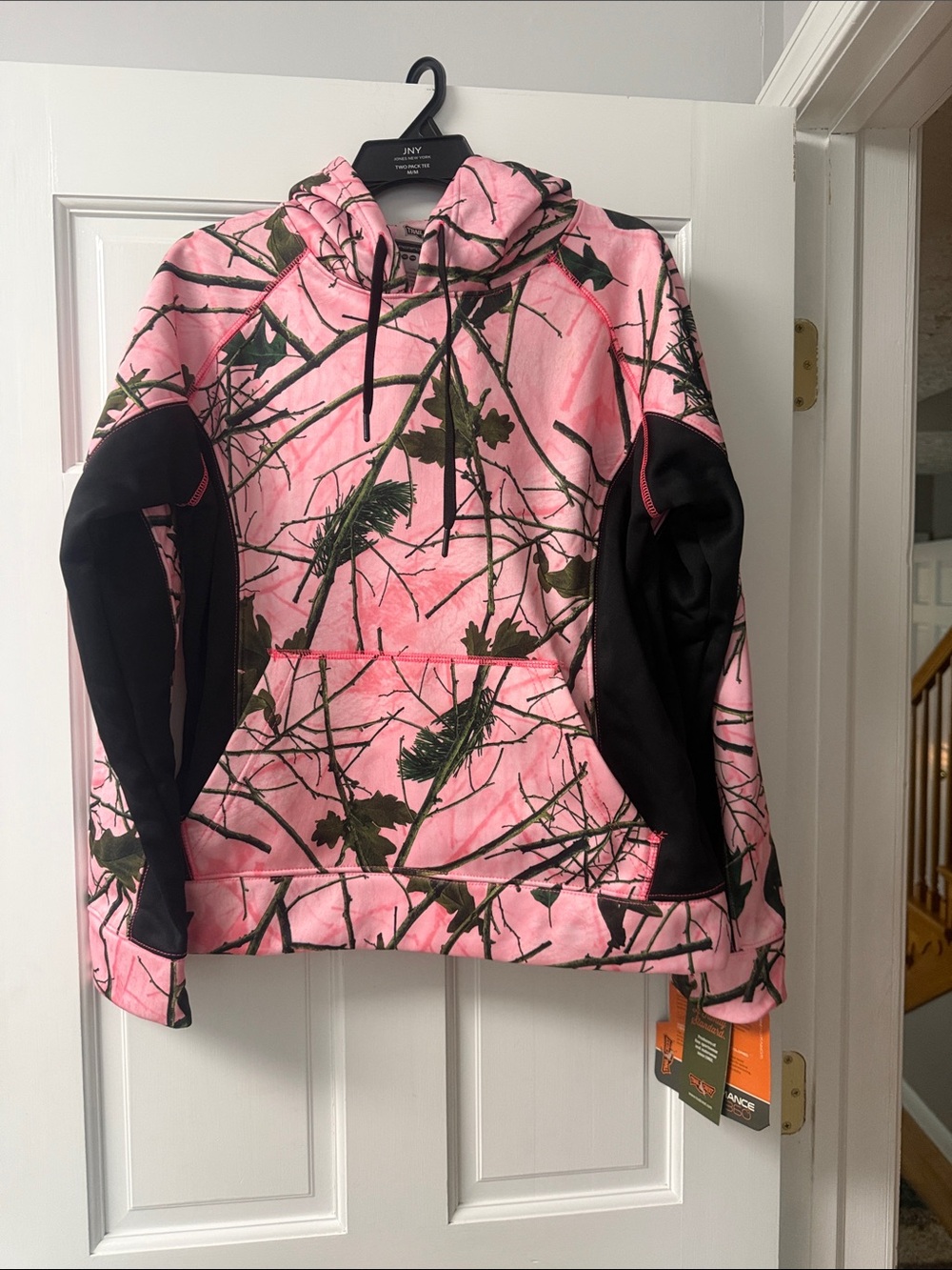 Brand new  Women's Pink Camo Hoodie Sweatshirt with Black Accents